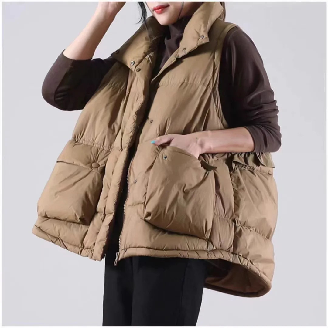 بطة بيضاء أسفل سترة المرأة شتاء دافئ بطة أسفل مبطن البخاخ صدرية امرأة موضة ملابس خارجية chaqueta de mujer VT-370