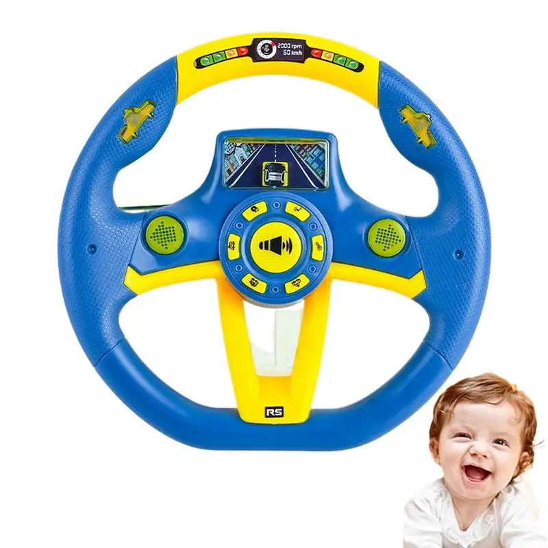 

Steering Wheel Toy Toddlers Lighted Musical Interactive Driving Toy Children Educational Sensory Toys With Alarm Turn Light Horn