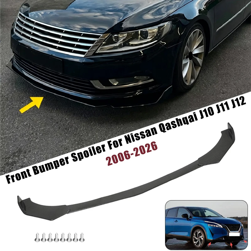 Sport Front Bumper Splitter Spoiler Lip For Nissan Qashqai J10 J11 J12 2006-2026 5Pcs Adjustable Sectional Car Tuning Body Kit