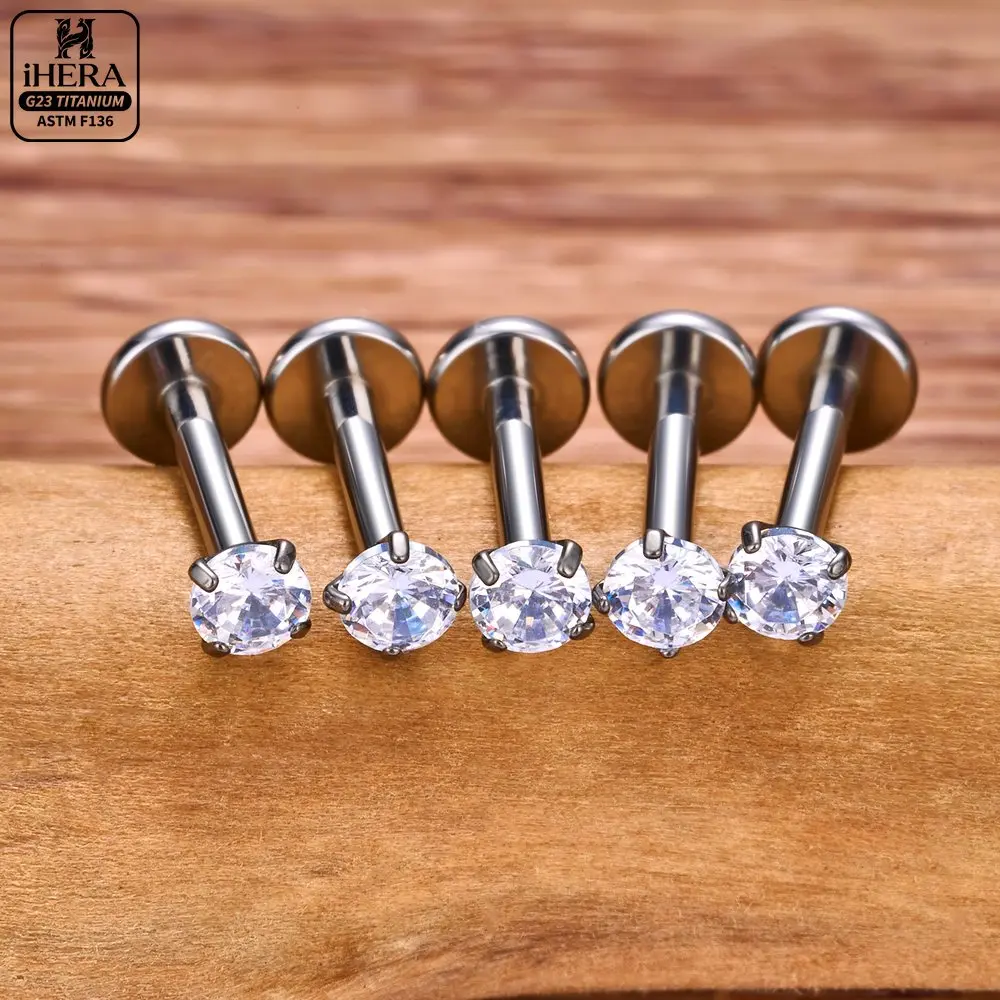 5/50 Stück G23 Titan Piercing Labret Lippenstecker 16G Innengewinde Ohrstecker Nasenstecker Tragus Knorpel Helix Daith Körperpiercing – Detail 7