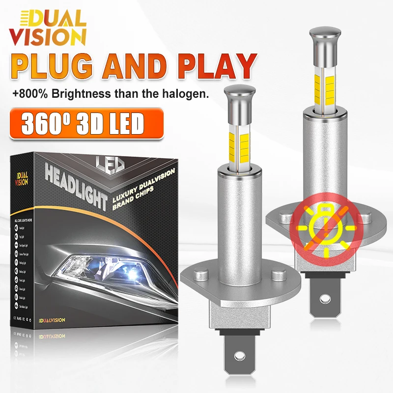 

2 шт. 30000LM H1 светодиодные фары Canbus автомобильные фары мини-размер 360 3D чипы CSP автодиодные противотуманные фары 12 В 6000 К автомобильные