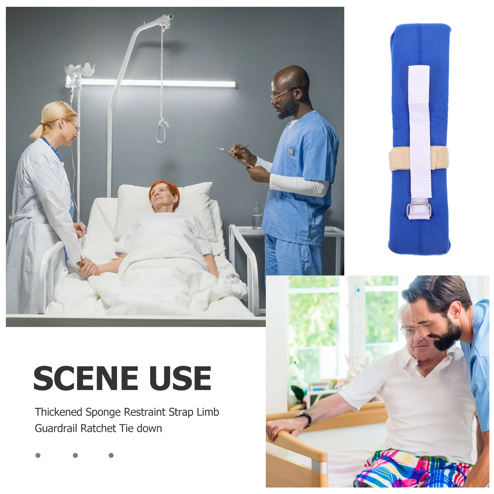 Thickened Sponge Restraints Bright Blue White Hospital Bed Limb Holders Universal Arm Leg Constraints Fast Release Band