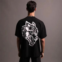 Summer 2025 Wolf Head High Quality T-Shirt Summer City Fitness Sports Loose Casual Crew Neck Men's T-Shirt Couple Cotton T-Shirt