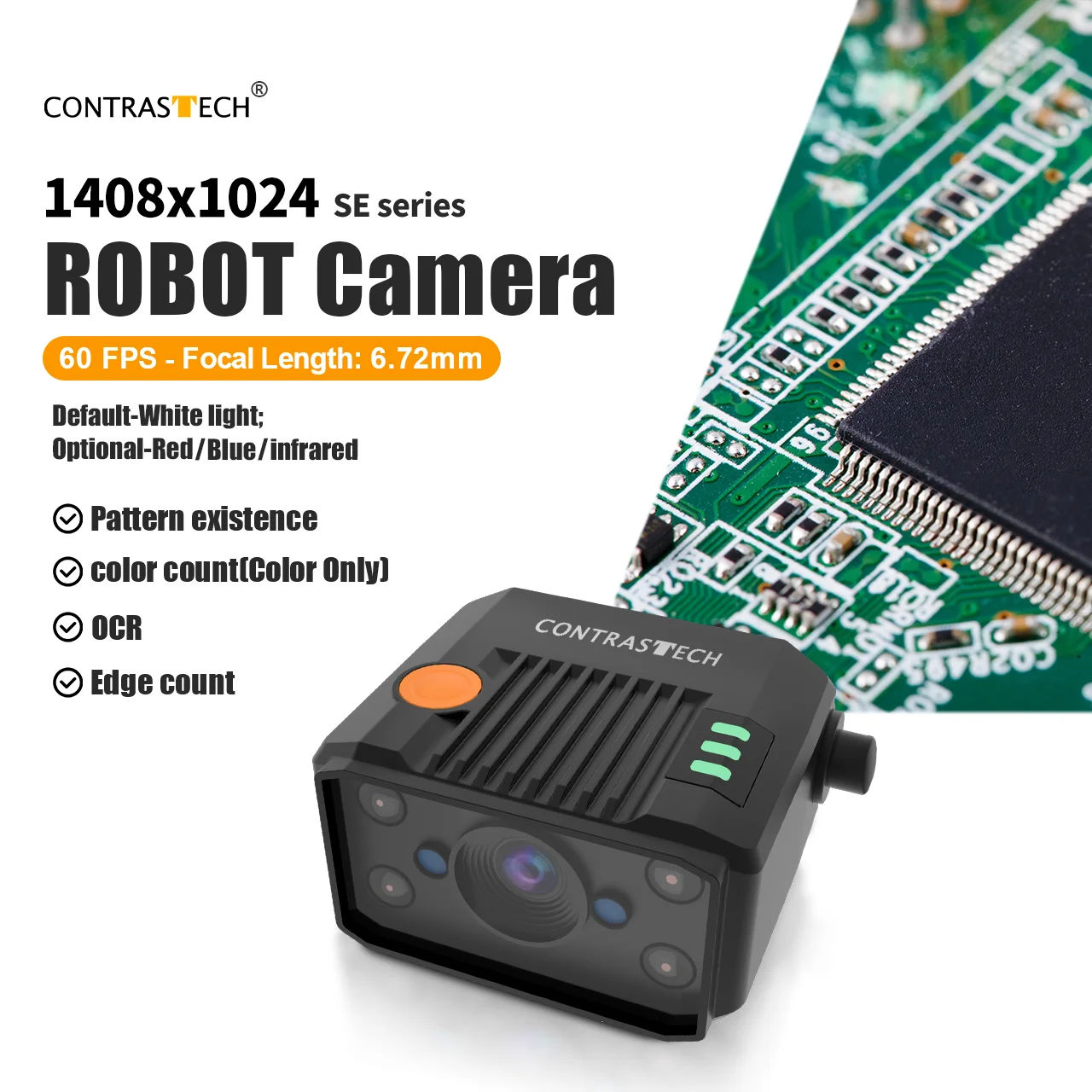 Pattern Recognition Camera Vision Analog 60FPS 3.45μm 1408x1024 AI-powered GigE Smart Camera Global For Automated Inspection