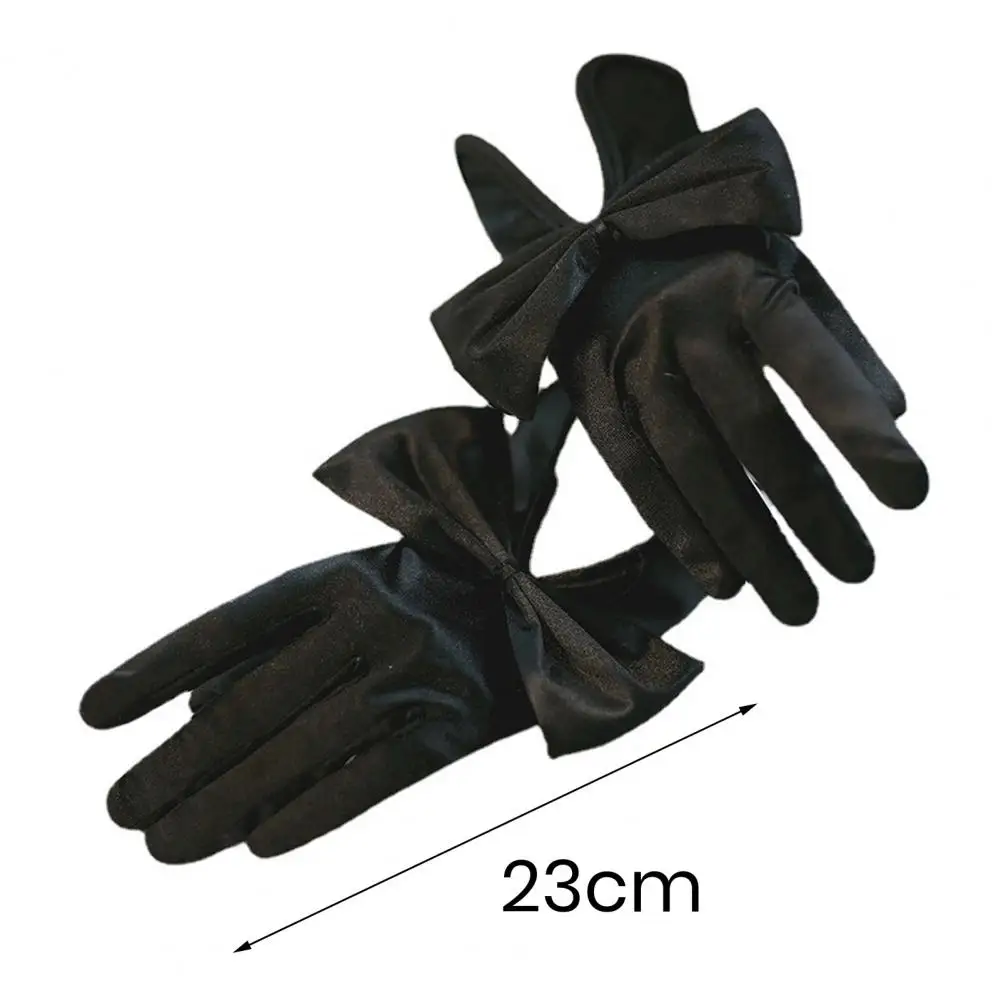 우아한 새틴 활 여성용 장갑, 웨딩 무도회, 빈티지 스타일, 부드러운 미끄럼 방지 성능, 통기성 장갑