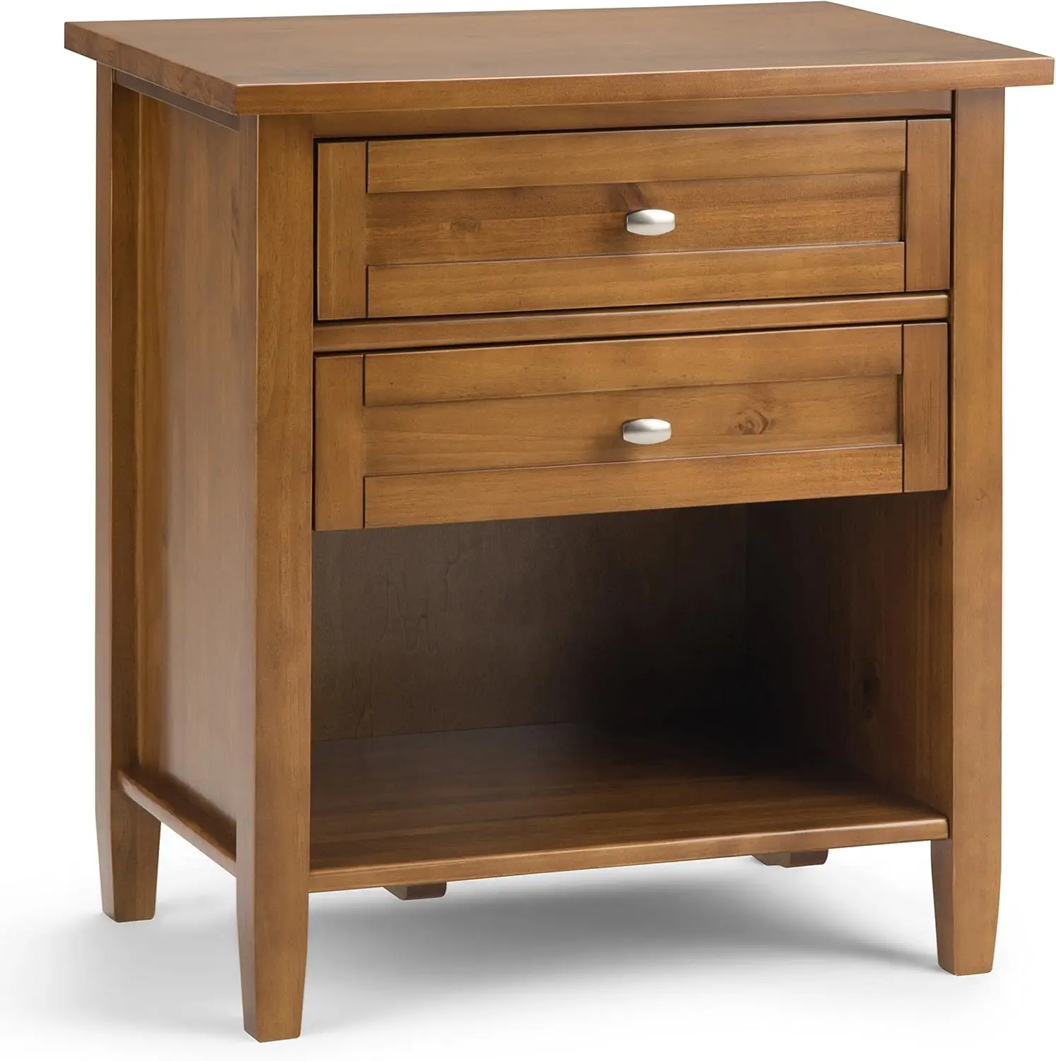 Night Stand   24 Inch Wide Transitional Bedside Nightstand Table in Light Golden Brown