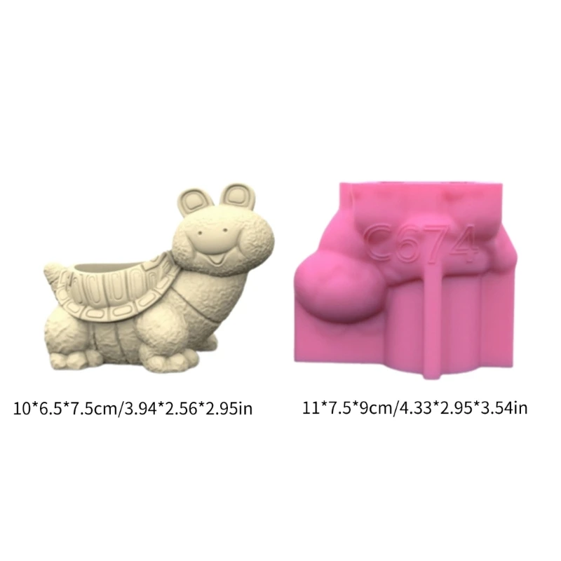 Stampo in silicone tartaruga 3D per vasi da fiori Stampo per vasi Cemento Cemento Resina epossidica