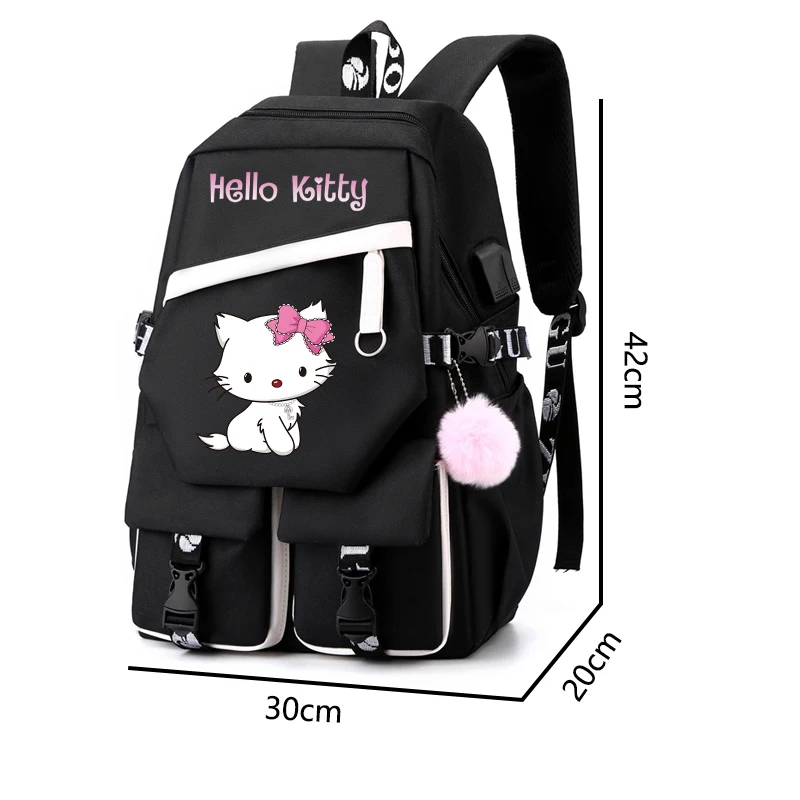 Tas punggung kartun Hello Kitty, ransel kanvas untuk remaja perempuan laki-laki kembali ke sekolah