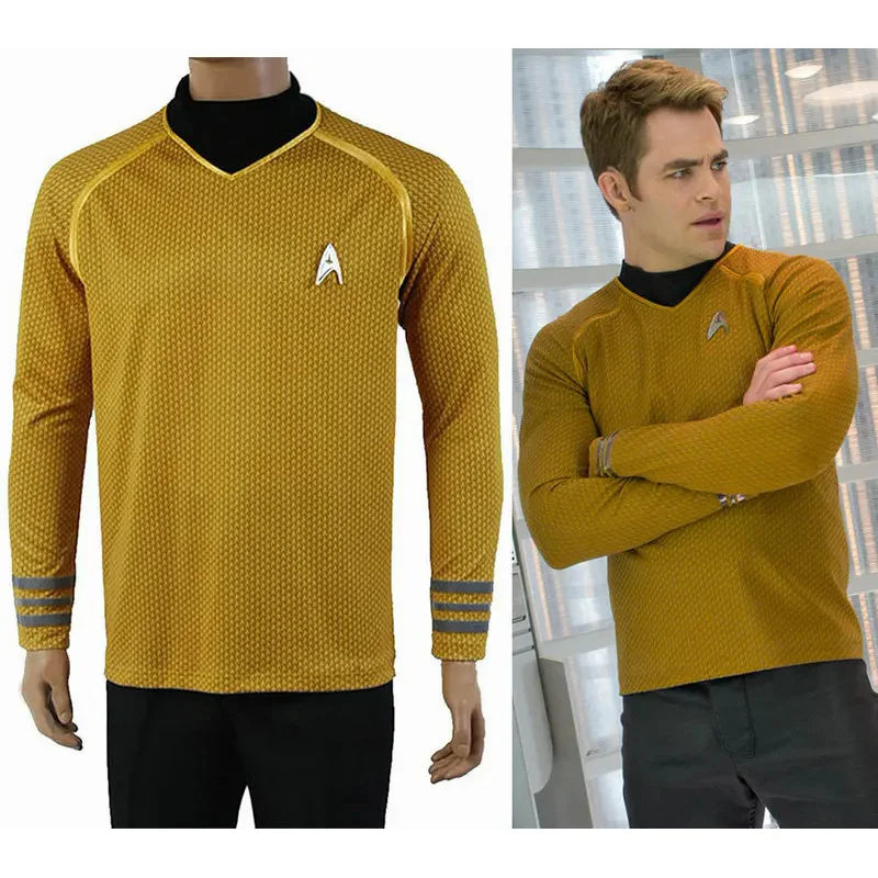 Startreks Costumes Cosplay ST Captain Kirk Gold Adult Men Cosplay Costumes For Halloween