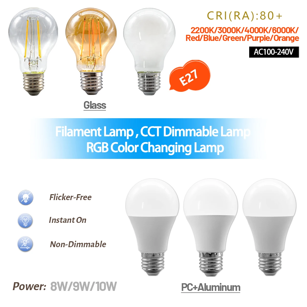 10PCS 9W Lampada Le…