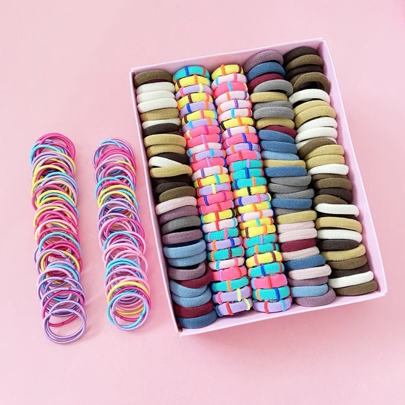 250/300Pcs Girls Colorful Hair Bands Set Nylon Elastic Rubber Band Children Ponytail Holder Scrunchies Kids Hair Accessories