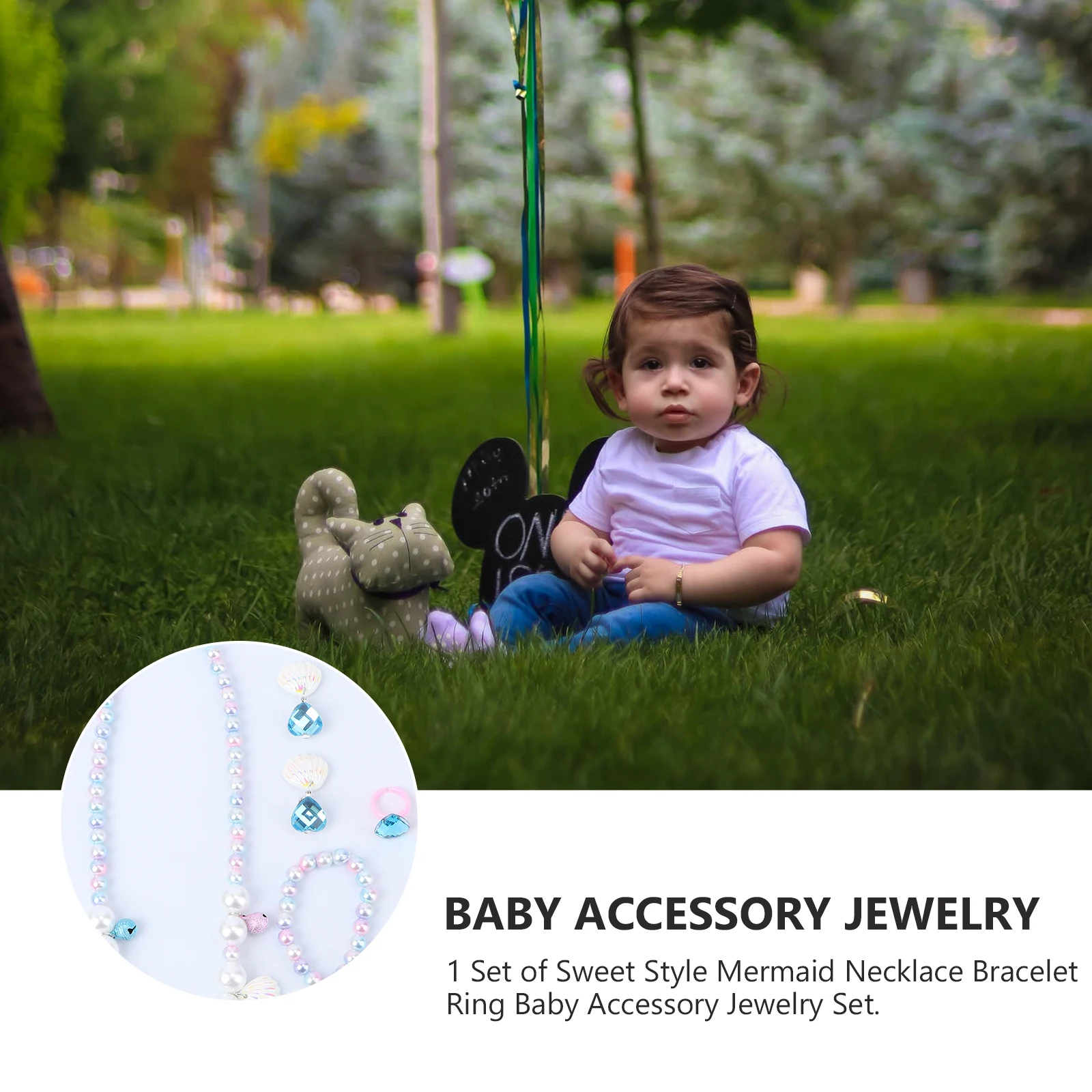 진주 목걸이 팔찌 세트 어린이 보석 목걸이 소녀 액세서리 작은 수지 어린이를위한 쉘 아기 선물