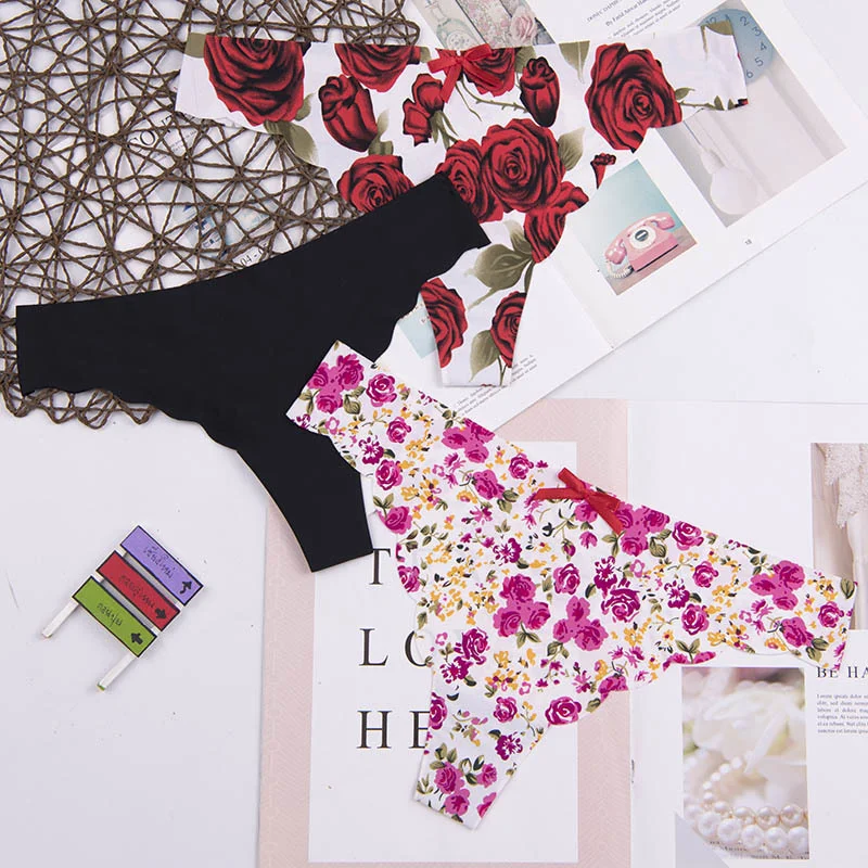 lady Lowest price cotton heart multi-color Sexy cozy comfortable  Briefs  thongs women Underwear Lingerie for women 3pcs image 4