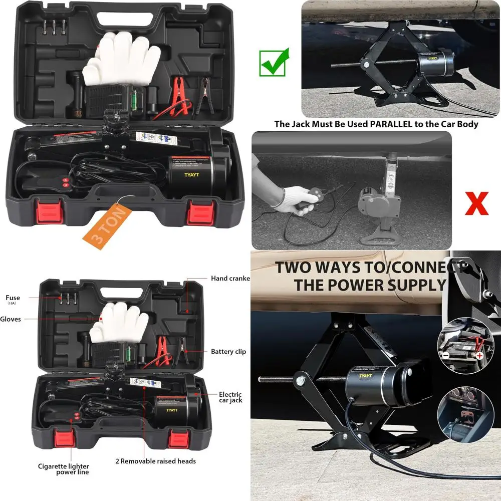 

12V 3-Ton Electric Scissor Jack for Car and SUV - Portable for Tire Changes