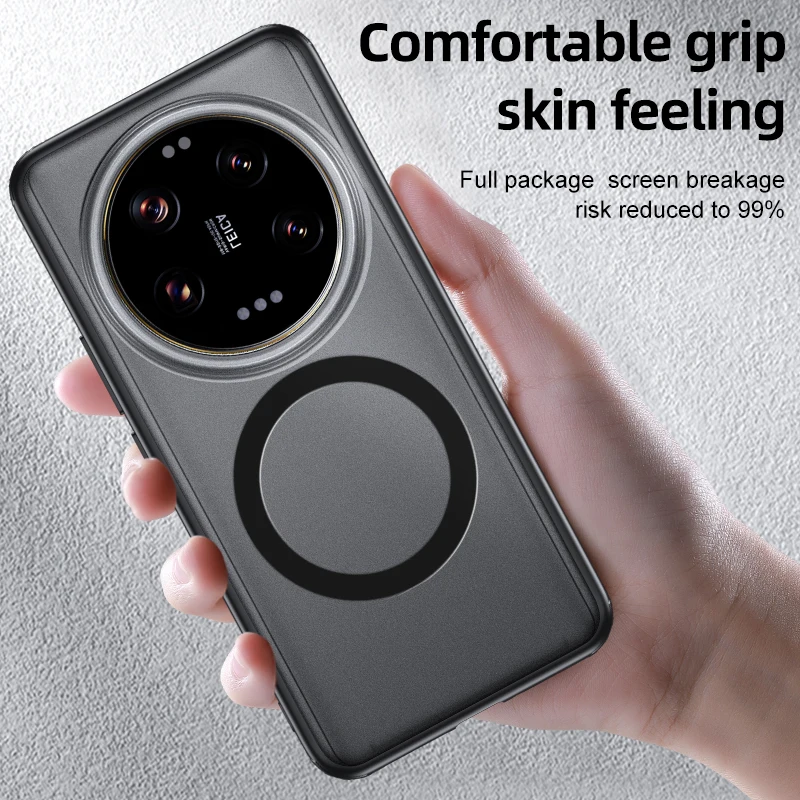 Matte & Clear Magnetic Wireless Charging Armor Magsafe Case For Xiaomi 14 Ultra Xiaomi14 Ultra Military Shockproof Back Cover