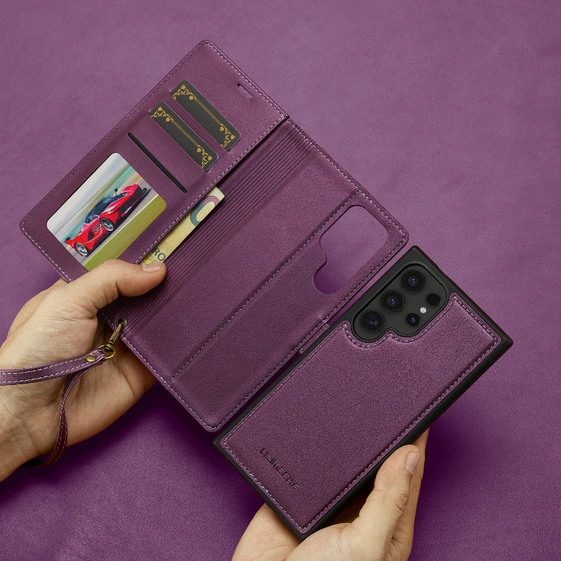 Removable Magnetic Flip Wallet Phone Case For Samsung Galaxy S24 Ultra 23 FE S22+ A14 A15 A34 A35 A54 A55 Leather Phone Cover