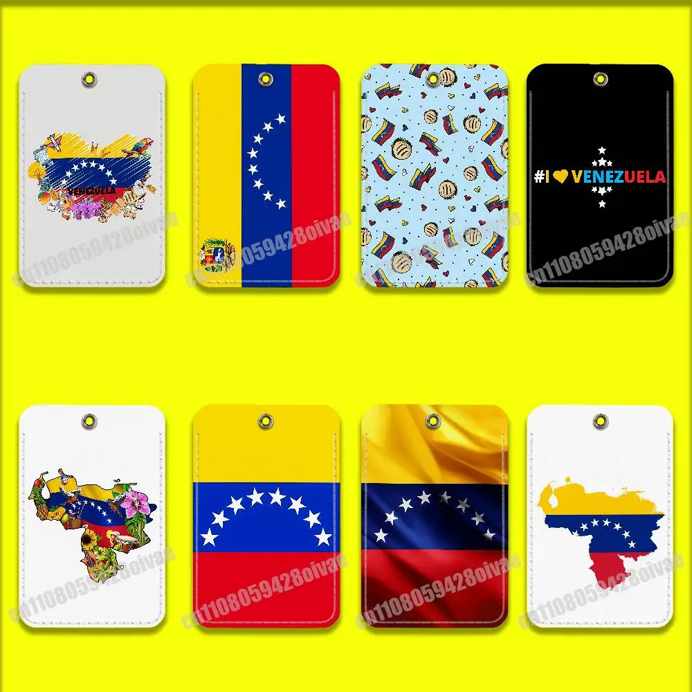 

Venezuela Logo Venezuelan Flag Card Holder Cover For ID Clips Credit Bank Campus Sleeves Storage Bag PU Leather Keychain
