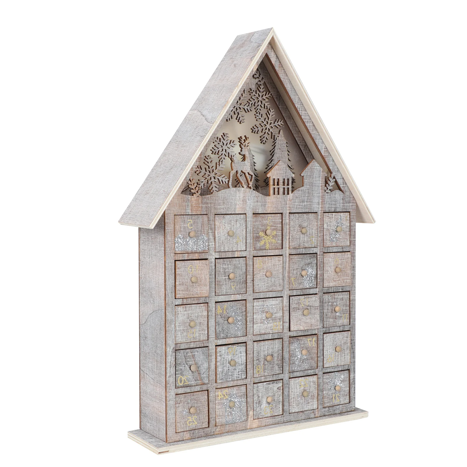 

1Pcs Wooden Calendar Ornament High Quality Carved Xmas Decorative Carving Drawer Christmas Home Holiday Ornament