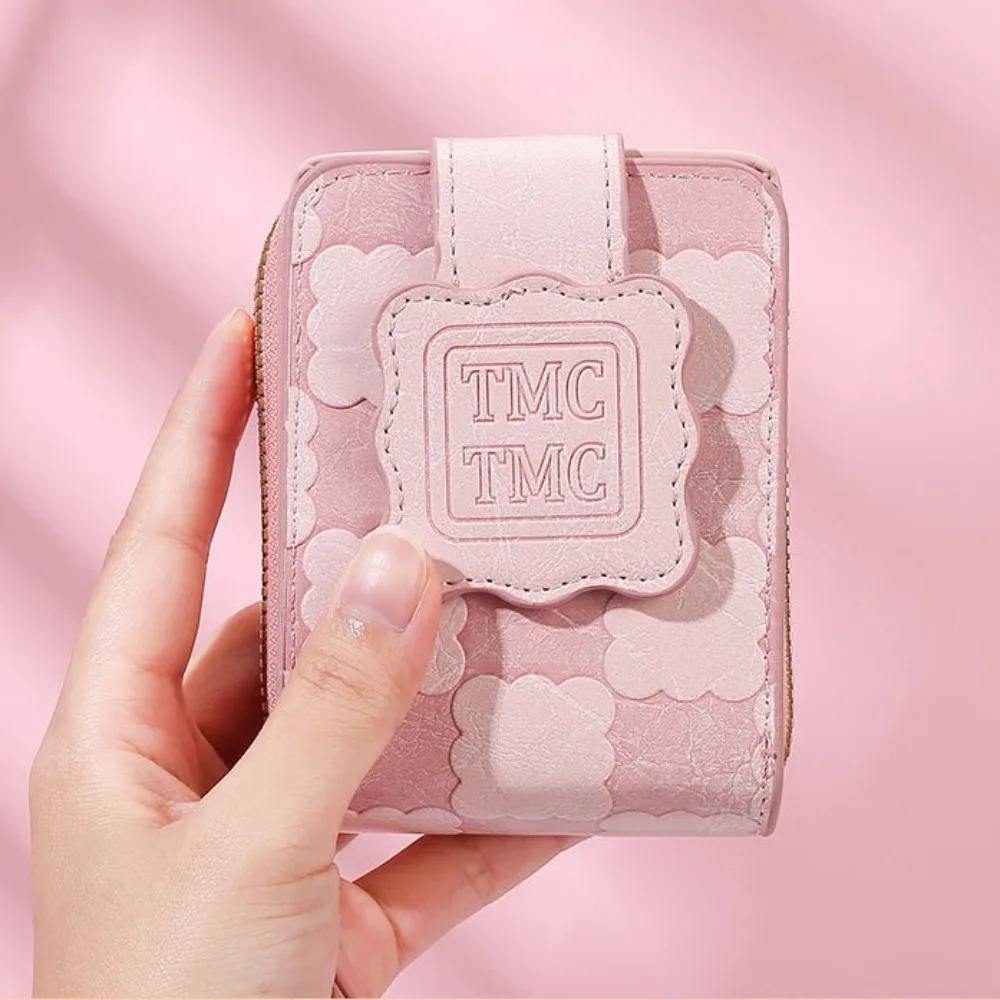 

Casual Wrist Bag Biscuit Coin Purse Pink Korean Style Pink Zip Wallet Zipper PU Handhold Short Wallet Women