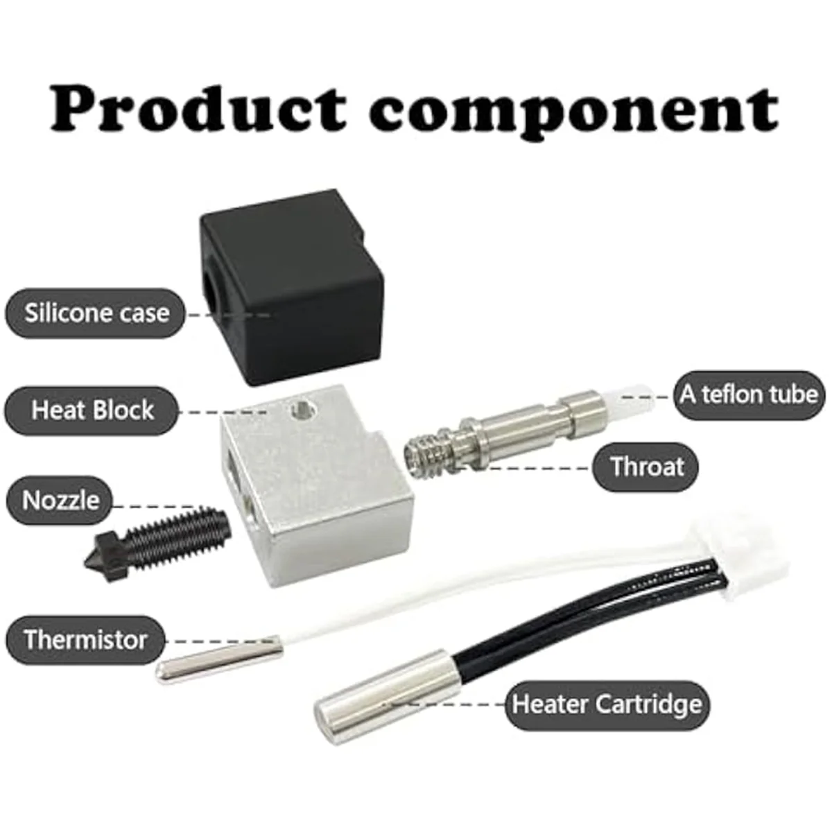 AA98 Hardened Nozzle Hotend for S1 0.4MM Print Head Extruder Kit Hot End Heater Block with Extra 2pcs Silicone Cover