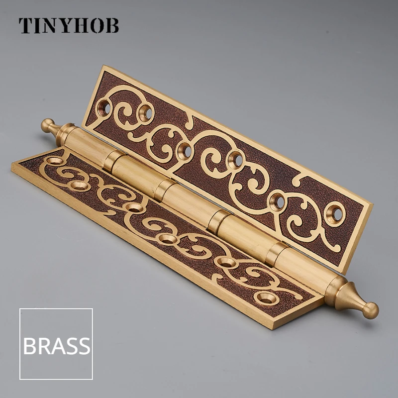 European Carving Craftsmanship / Furniture Door Hinge Accessories 5 Inch with Screws Brass Mute Hinges Decorative 8 Inch