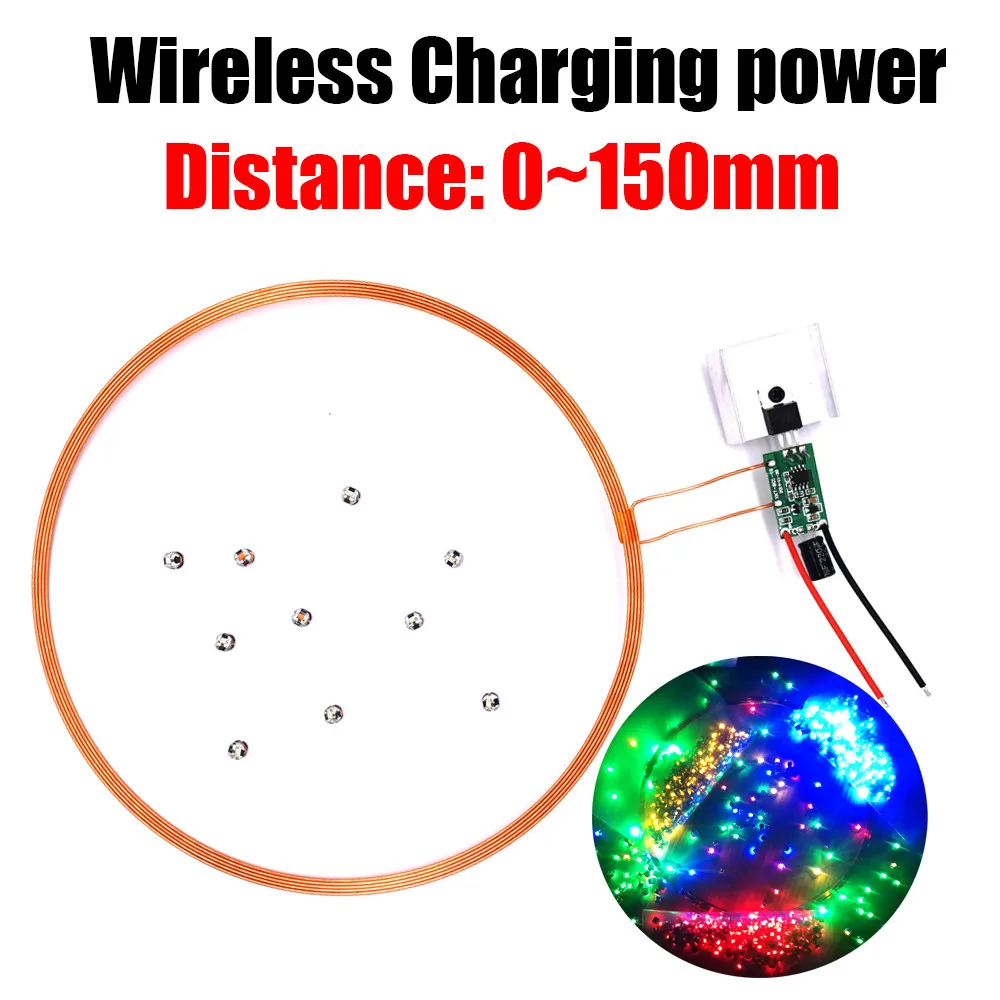 Imagem -02 - Módulo de Alimentação sem Fio Bobina de Carregamento sem Fio Carregador Transmissor Receptor Led Indução de Luz Modelo Faça Você Mesmo Remoto 24v 150 mm
