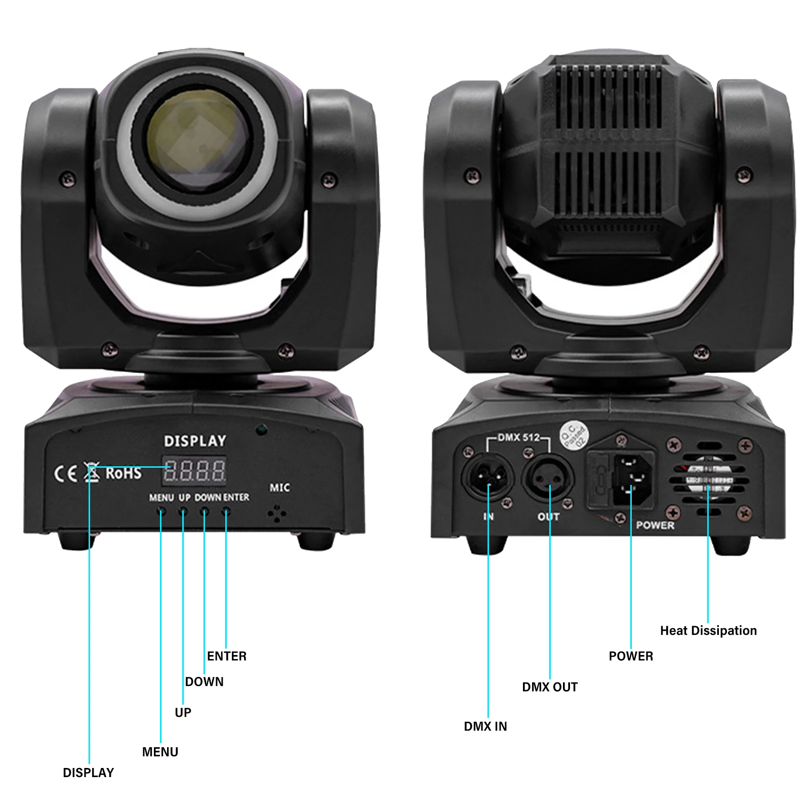 LED Moving Head Light 30W RGBW 8Gobos 14Colors Stage Light DMX512 Spotlights Sound Activated for DJ Party Stage Lighting