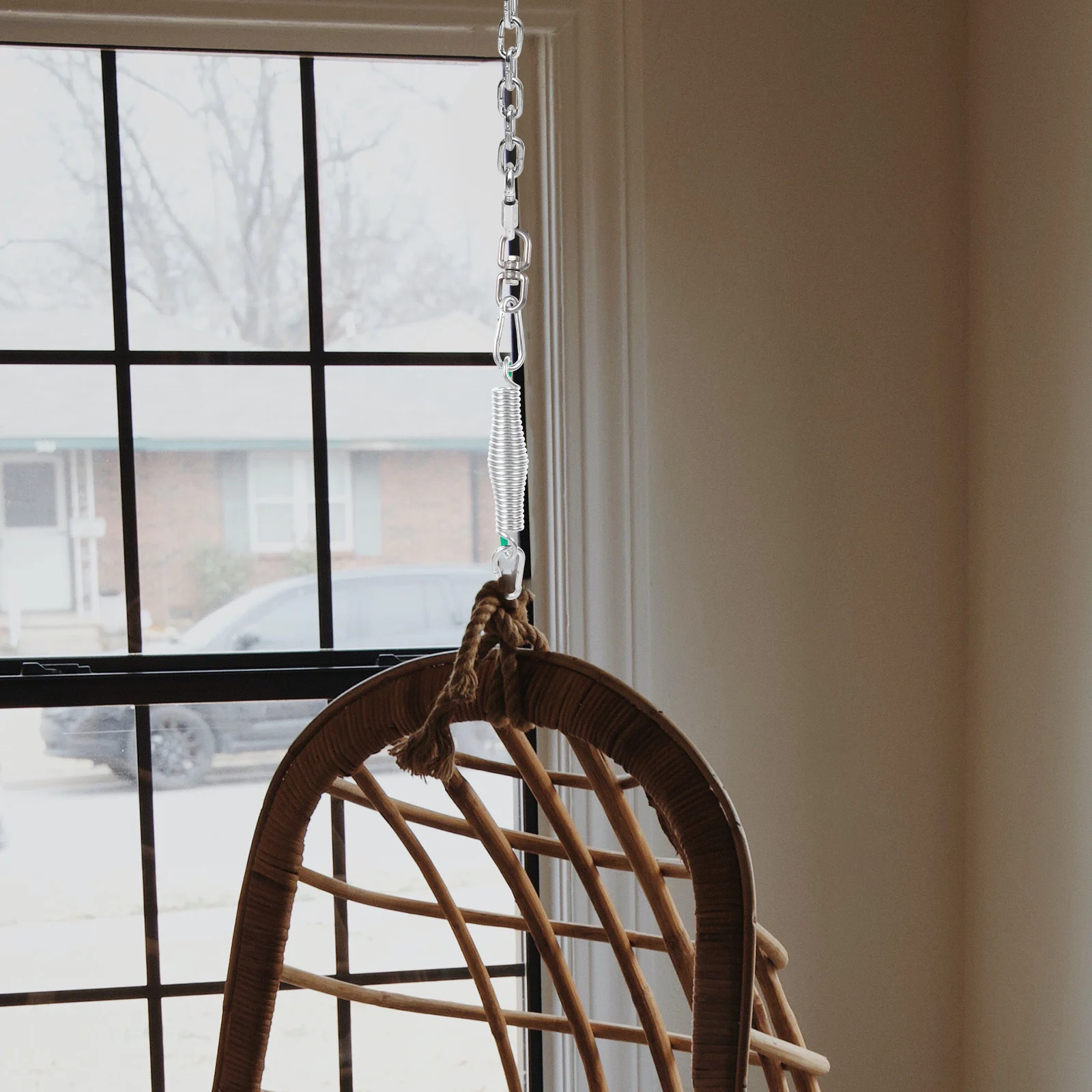 

1Set Outdoor Stainless Steel Heavy Duty Hammock Chair Spring Hanging Tool Swing Spring Accessories Porch Swing Springs