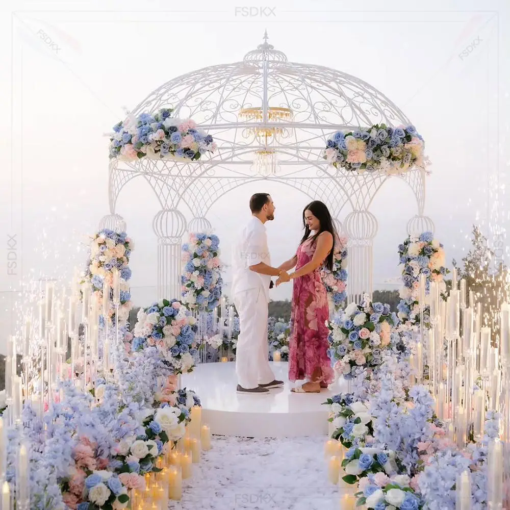 

Luxury Wedding White Metal Chuppah Canopy Metal Frame Garden Mandap Decorations for Wedding Arch Backdrop Stand