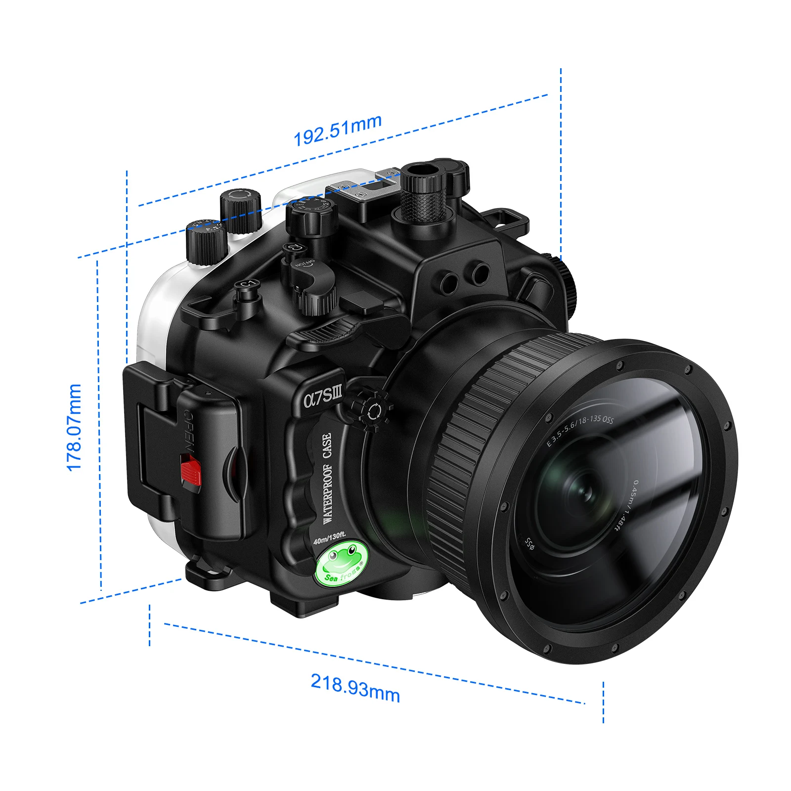 Searogs [40M/130FT] غطاء كاميرا تحت الماء مقاوم للماء للغوص لهاتف Sony A7 SIII 28-70 مللي متر