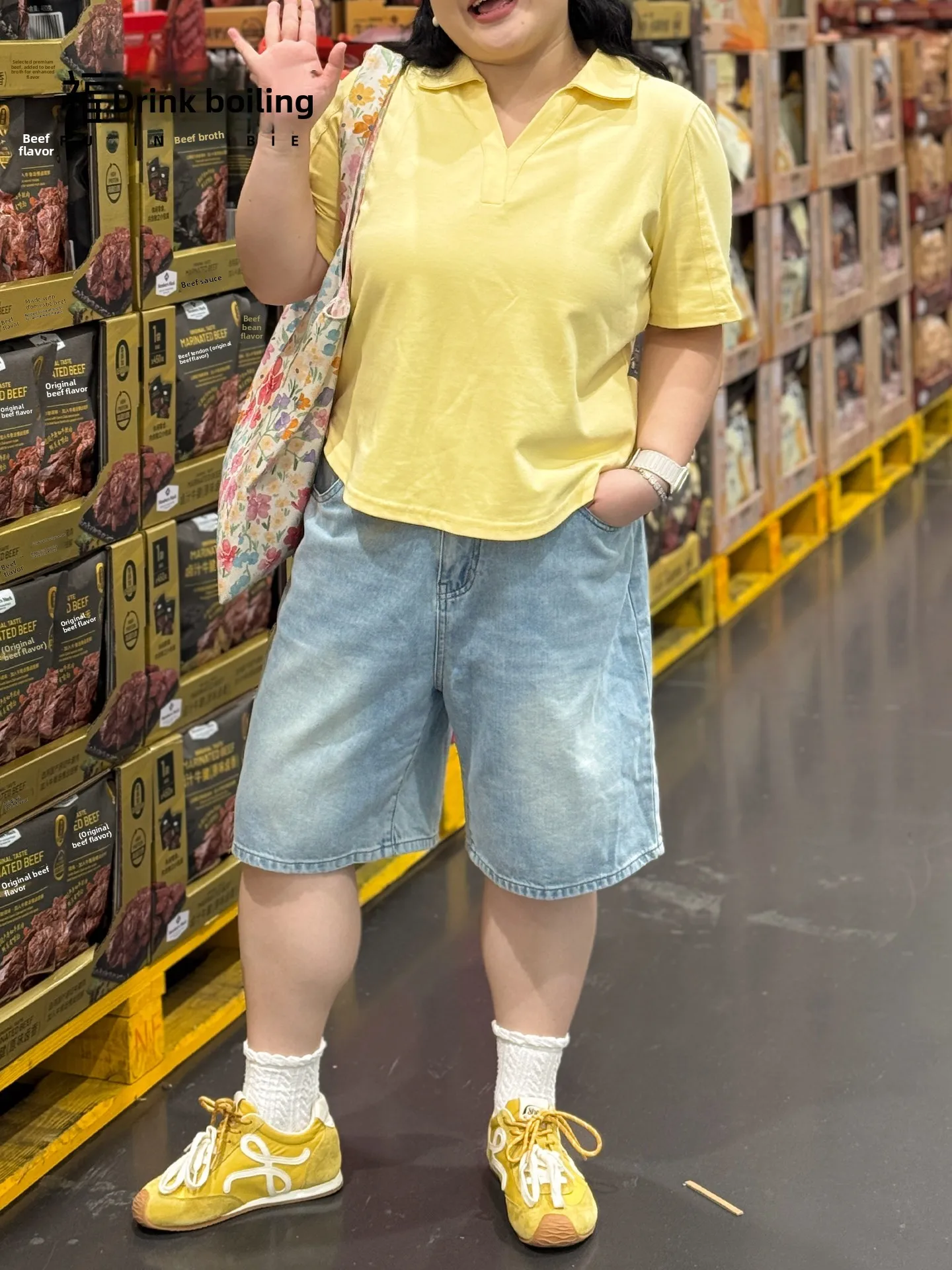 

Удобные повседневные джинсовые шорты из чистого хлопка больших размеров для женщин: модные, универсальные, для полных женщин (MM), повседневные хлопковые джинсовые шорты