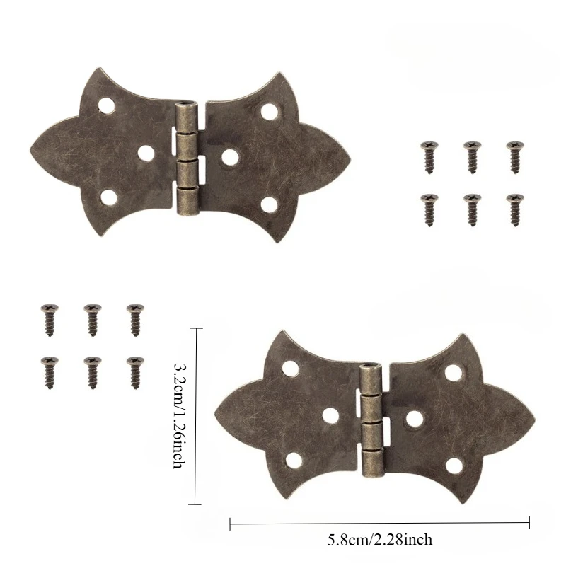 10Sets Vintage Metal 270 Degree Decorative Hinges Antique Jewelry Box Flip Hinges Small Iron Hinge For Wooden Boxes And Furintur