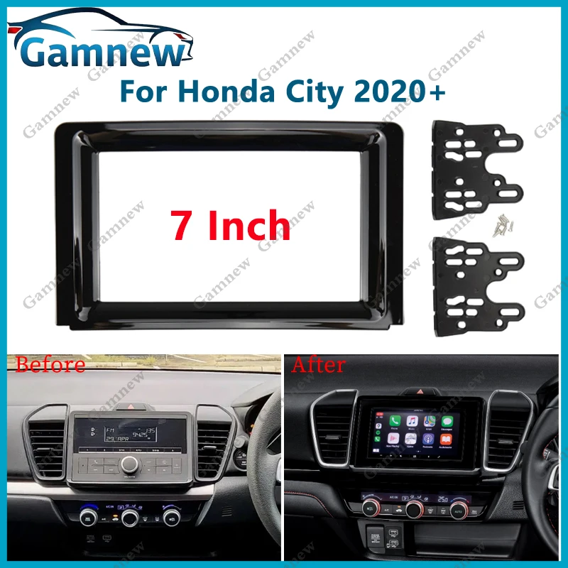 

Gamnew 7-дюймовая автомобильная лицевая панель 2DIN для Honda City 2020+, комплект рамы для установки лицевой панели
