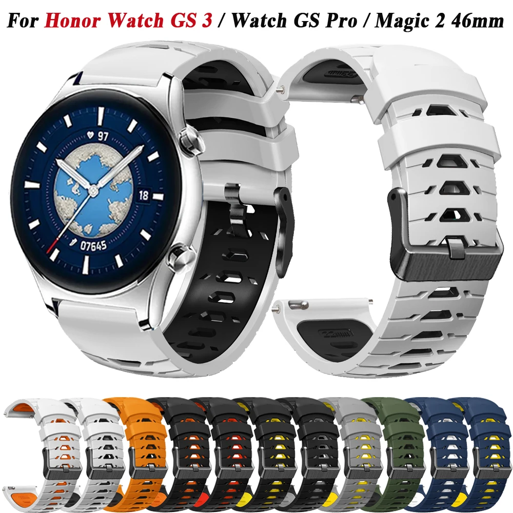 Correa de silicona para reloj inteligente, pulsera deportiva de 22mm para Honor Watch GS Pro/GS 3, Huawei Watch GT 4, 3, 2, 46mm, accesorios