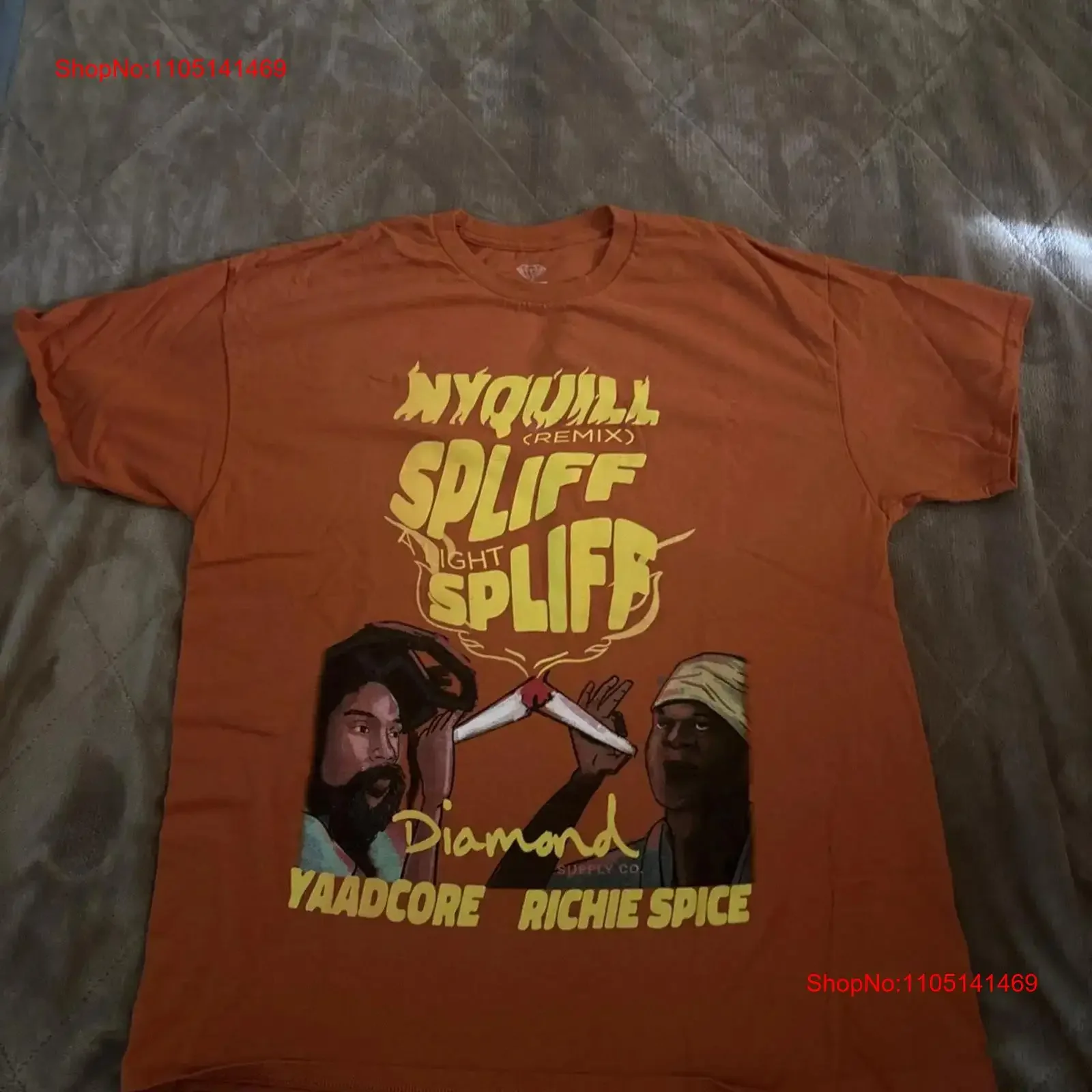 Diamond Supply X Yaadcore Nyquill Remix Richie Spice camiseta talla XL vintage lavado Unisex estirado suave Casual gráfico