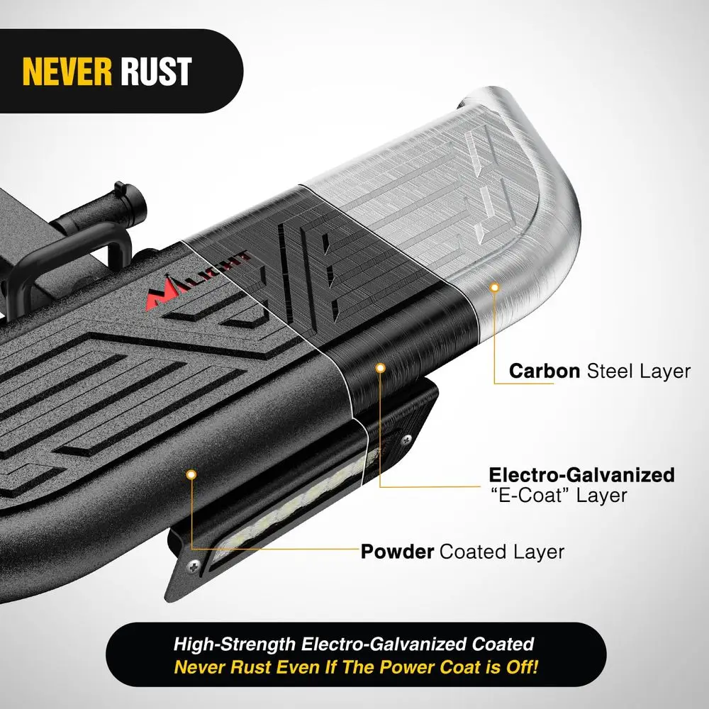 Hitch Step 2 Inch Receiver Unil with LED Light, Pin Lock and U-Bolts Stabilize,Rear Bumper Guard or Pickups Trucks SUVs ATVs