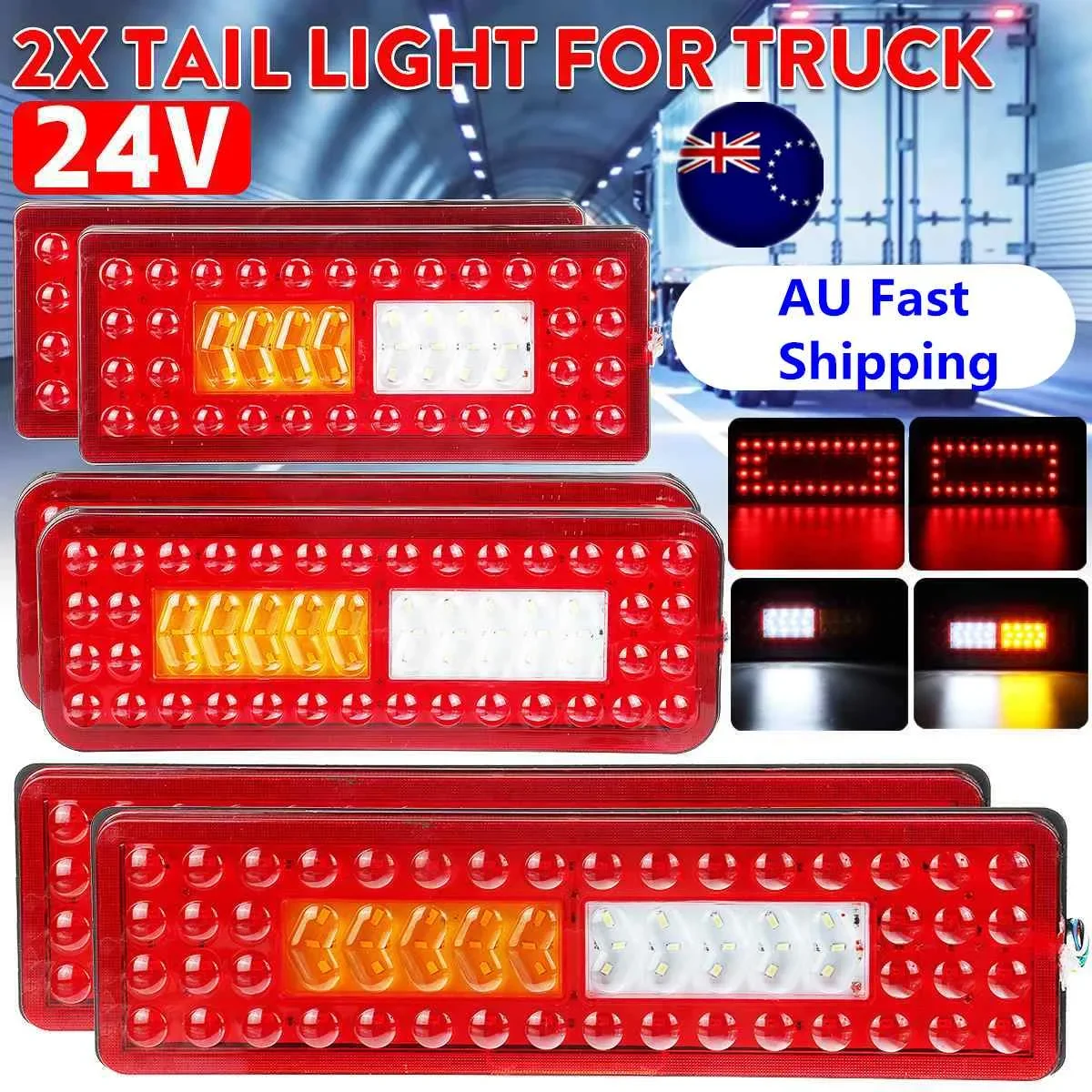 

2pcs 24V Dynamic Car Truck Tail Light Rear Light Brake Turn Signal Reverse Lamp For Kamaz Trailer Lorry Bus Caravans Tractor