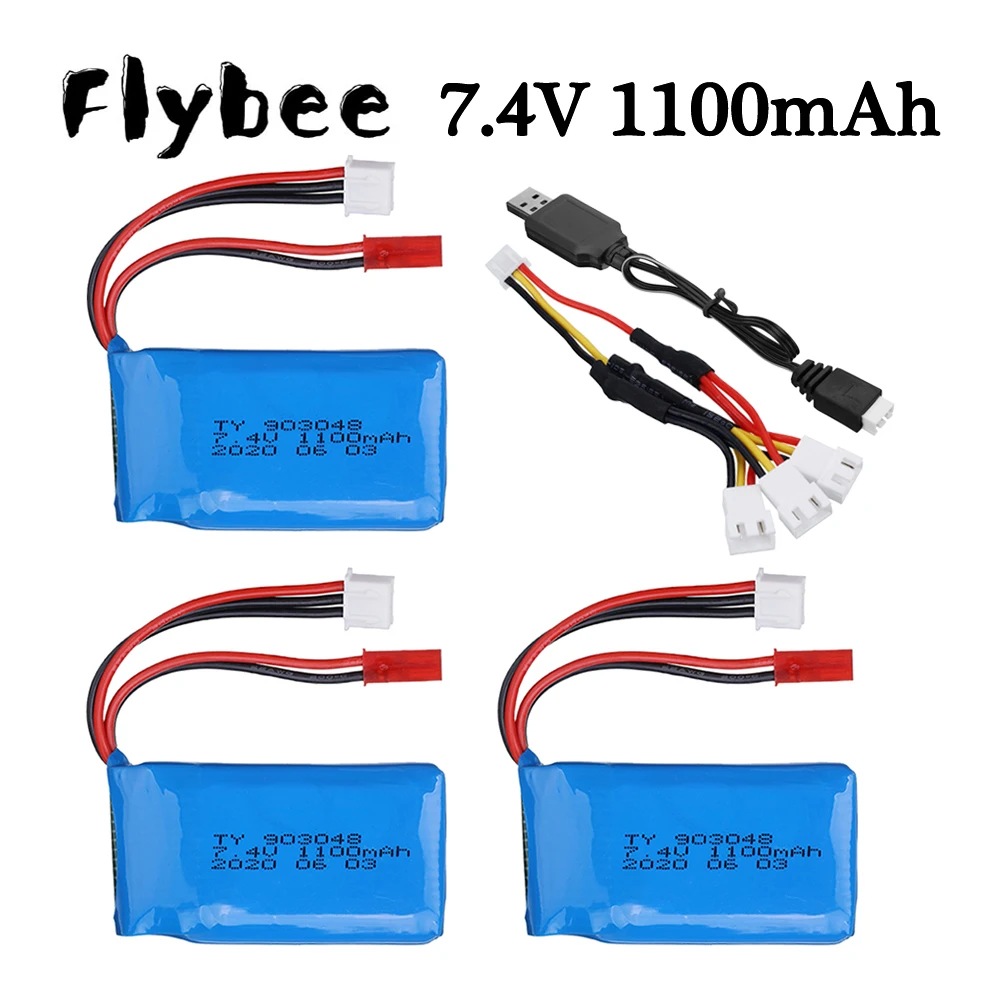 

(Разъем JST) 7,4 V 1100mAh литий-полимерный аккумулятор/зарядное устройство USB 903048 для WLtoys A949 A959 A969 A979 K929 1/18 Rc автомобильные запчасти