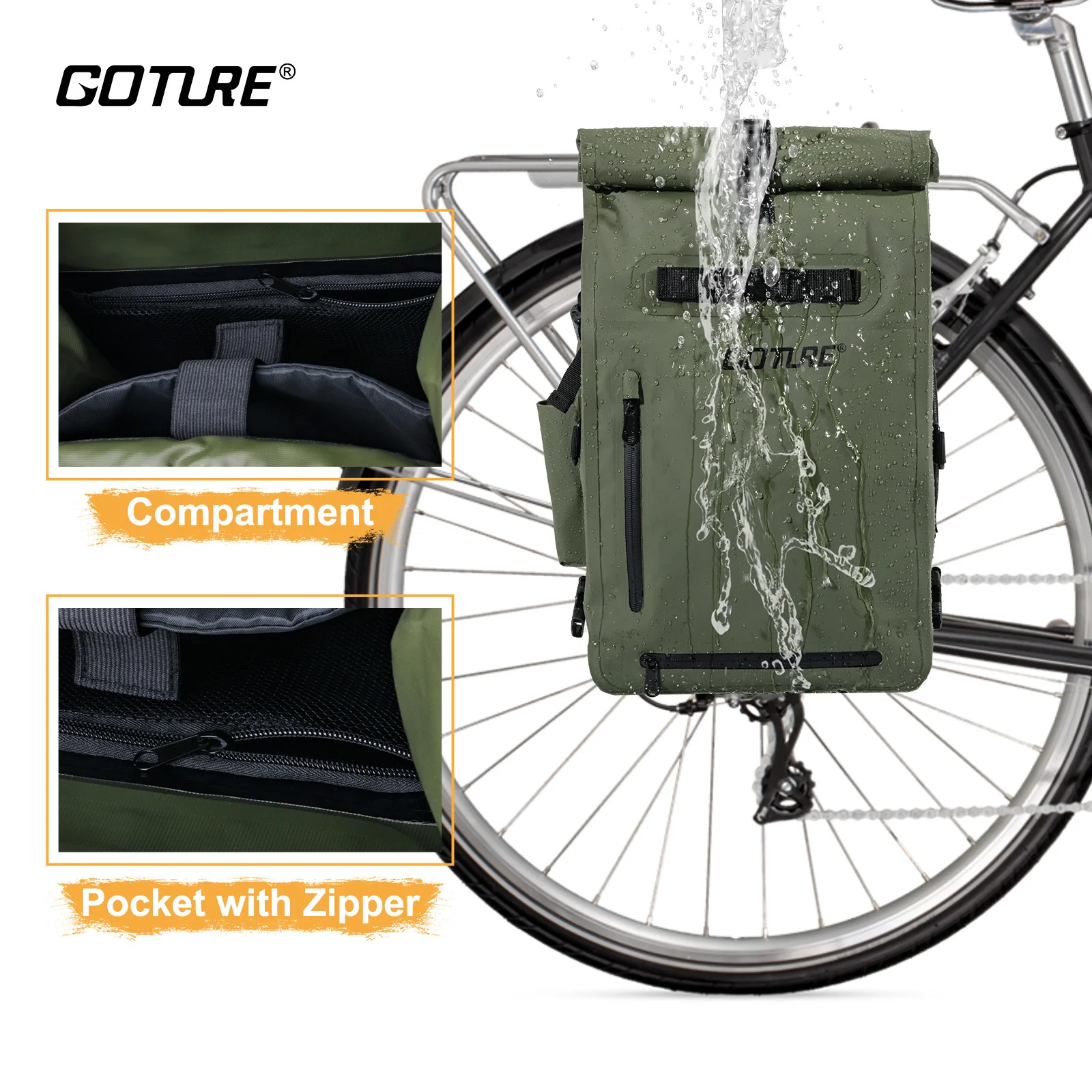 

Водонепроницаемая велосипедная сумка Goture, качественная 25 л, рюкзак для хранения большой емкости, многофункциональная спортивная сумка, дорожная сумка для хранения