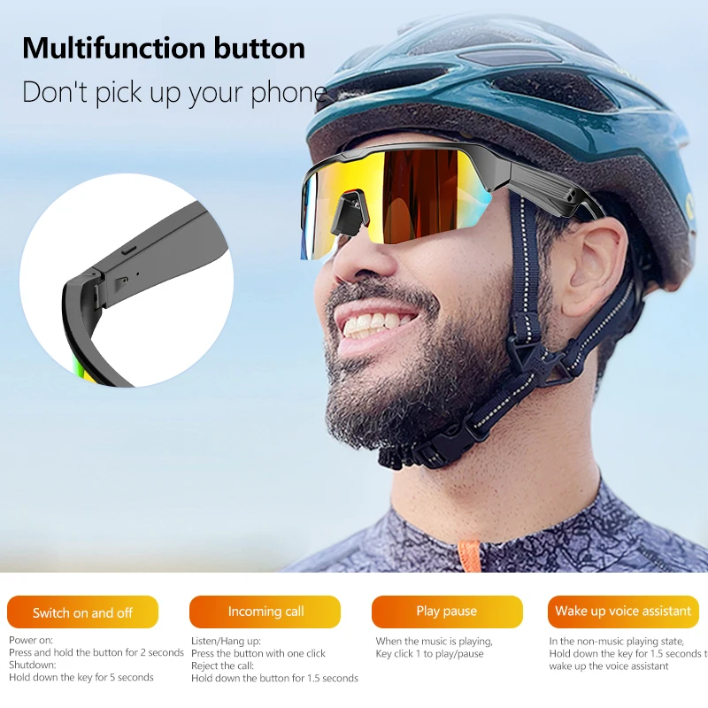Lunettes Intelligentes Bluetooth pour Cyclisme et Course à Pied, Technologie Audio, Appel à Distance, Casque Audio, Lunettes de Soleil, Sport, Conduite, Musique, Écouteurs