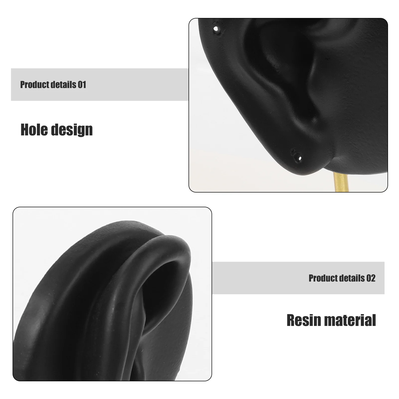 

Earring Display Stand Human Ear Shape Resin Surface Metal Base Stable Jewelry Rack Shop Organizer Holder Earring Display Holder