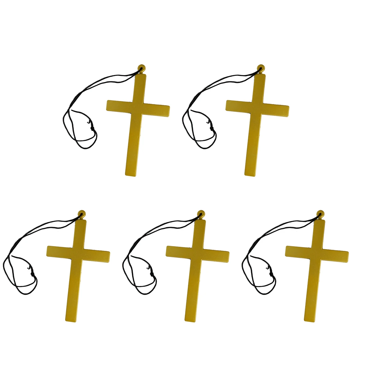 

5pcs Golden Plastic Monk Accessory Halloween Party Favors Prayer Beads Large Lightweight Crucifix