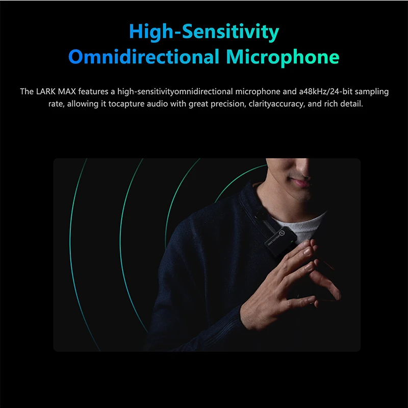 Hollyland Lark Max microfono Lavalier Wireless microfono professionale per interviste Vlog per fotocamere DSLR Smartphone Laptop