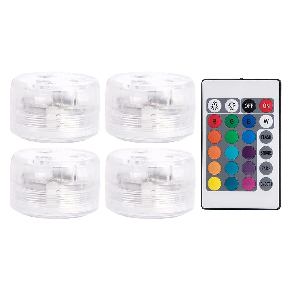 

4 Pcs Remote Control Submersible Diving Light Pool Underwater Lights Abs Waterproof Shower