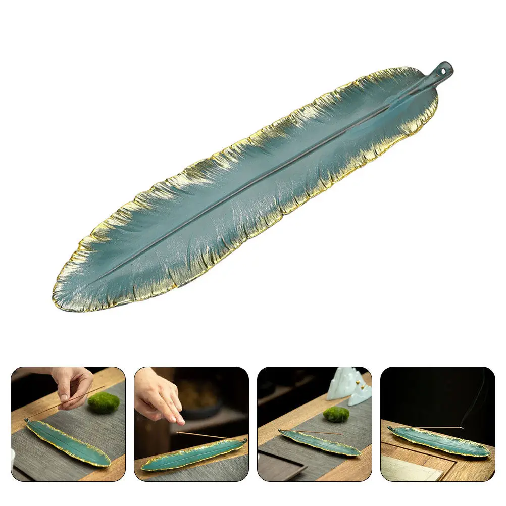 Chic Ceramic Incense Burner with Plume Design Compact Size for Home Decor Temple Ornament Zen Meditation Decoration Craft Censer
