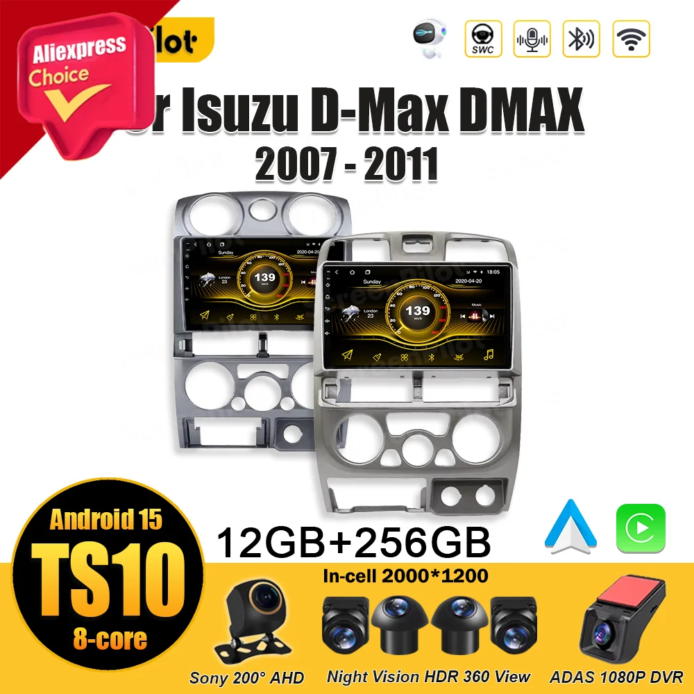 Android 15 For Isuzu D-Max DMAX 2007 -2010 2011 Car Radio Multimedia Video Player Carplay Mirror Link 2 din RSD DSP