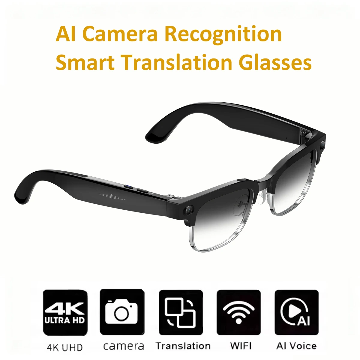

4K HD Color Changing AI Smart Glasses 800W Pixel Camera Bluetooth Call Voice Assistant Control Smart Sports Glasses 2026 Hot