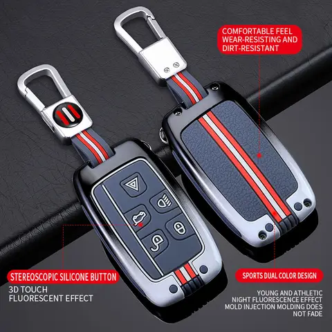 Zinc Alloy Car Key Case Cover Holder Fob For Land Rover Range Rover Discovery 5 Sport For JAGUAR XE XF XJ F PACE Accessories 10 best sales jaguar f pace key case - №2