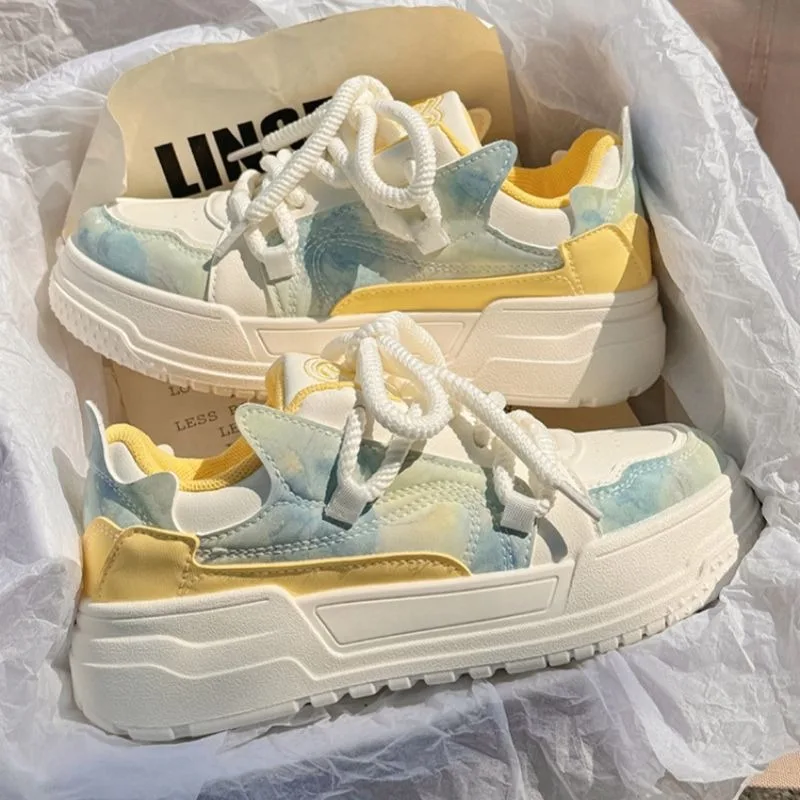 Sneakers Women's Autumn Shoes Platform Sport Flats Tennis Female Casual Fashion Blue Leather Lolita Kawaii Cute Harajuku Spring