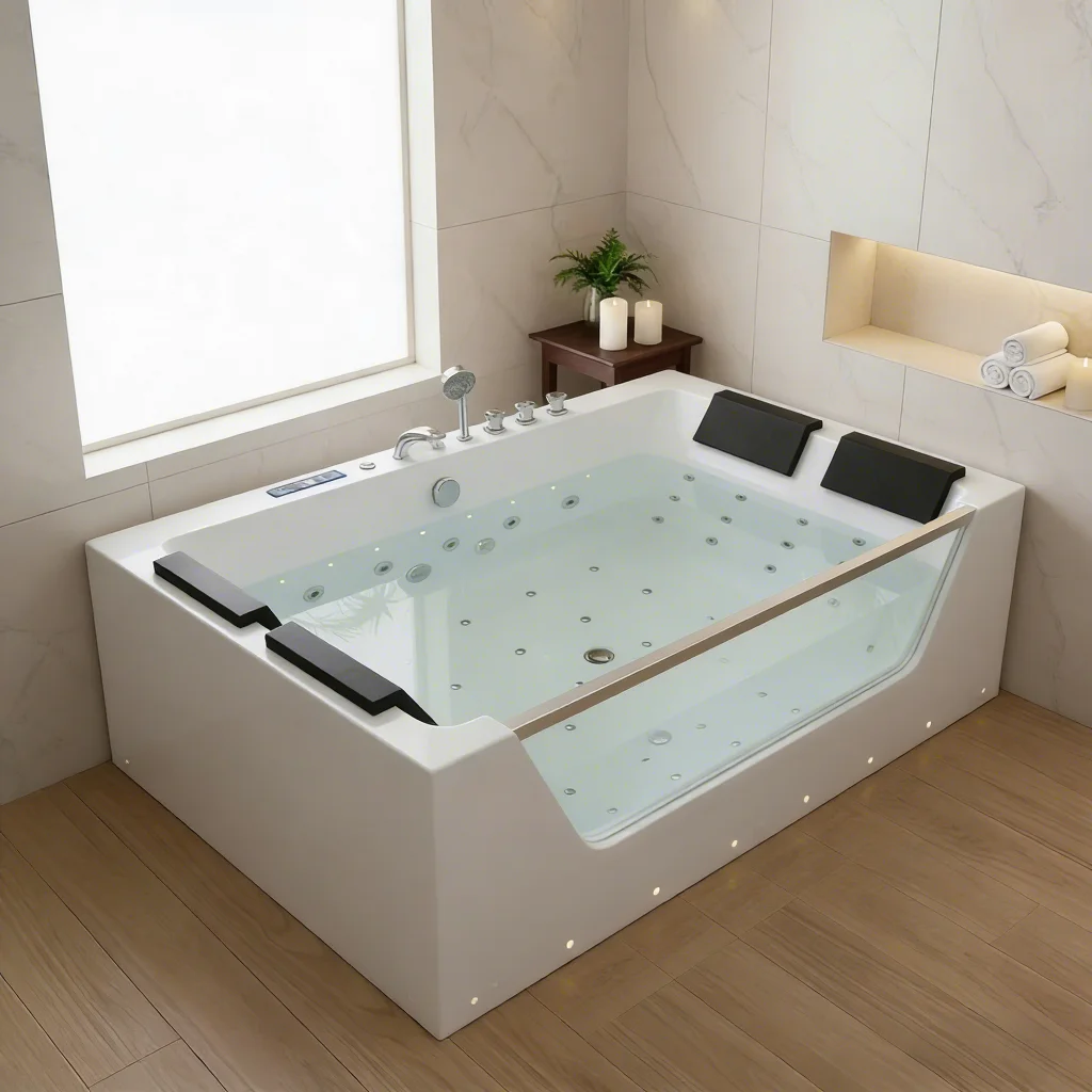 &c White 2 to 4 Person 1800mm Jaccuzie Four Pillow Acrylic Whirlpool Free Standing Surf Spa Massage Bathtub for Adult